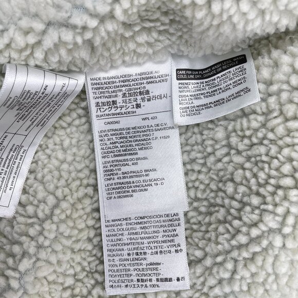 LEVI'S Premium Big E Denim Sherpa Lined Snap Button Front Trucker Jacket Women S - Picture 9 of 14